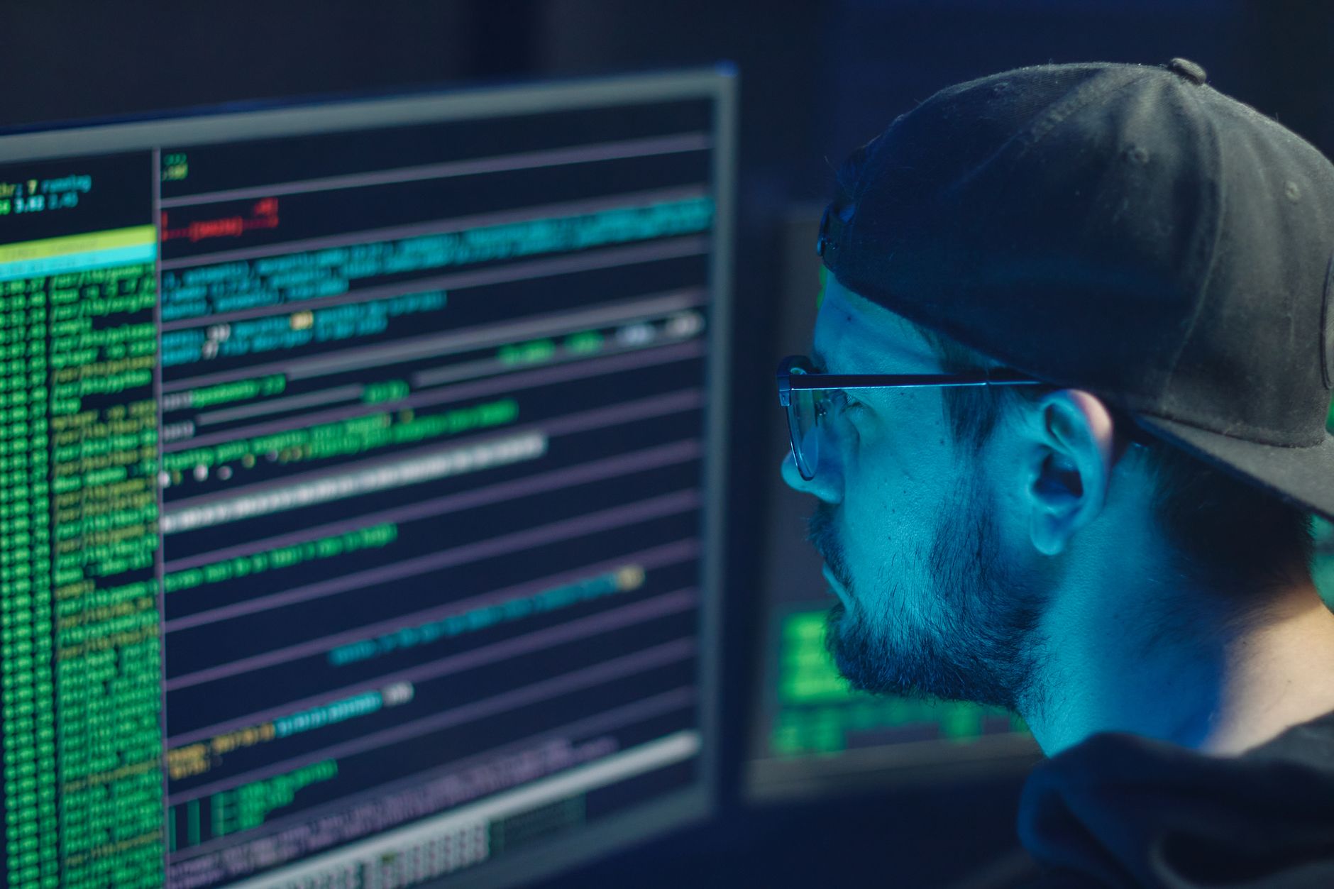 Security analyst reviewing live terminal output