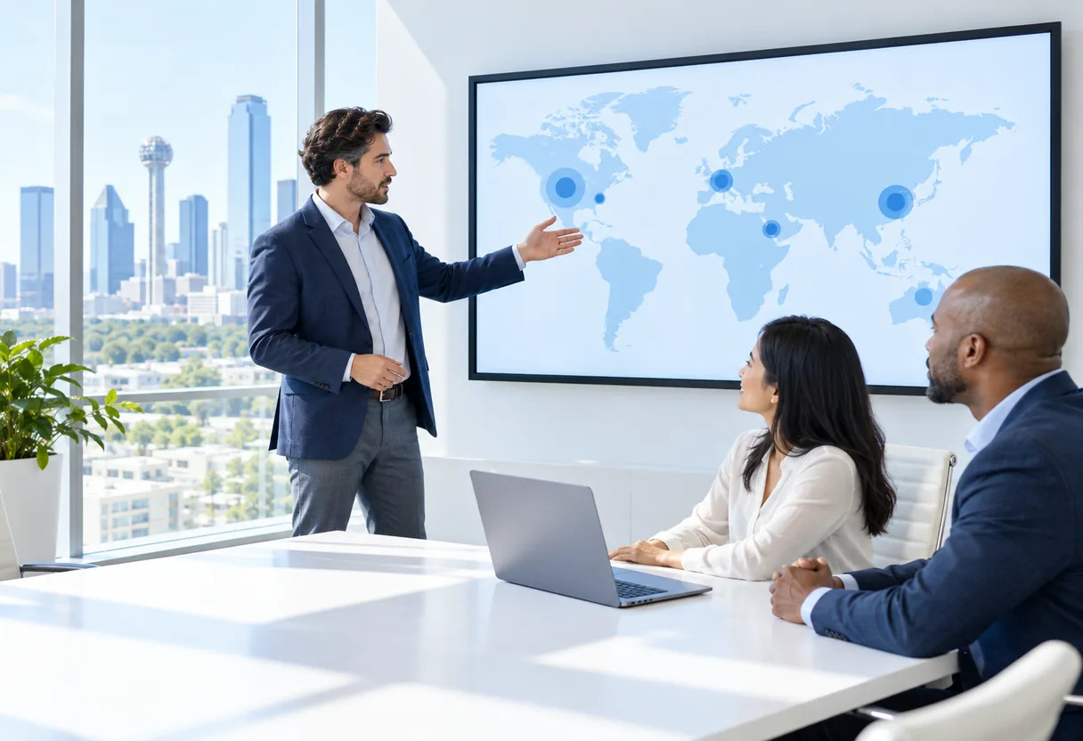 Security consultant presenting a threat map to a client team