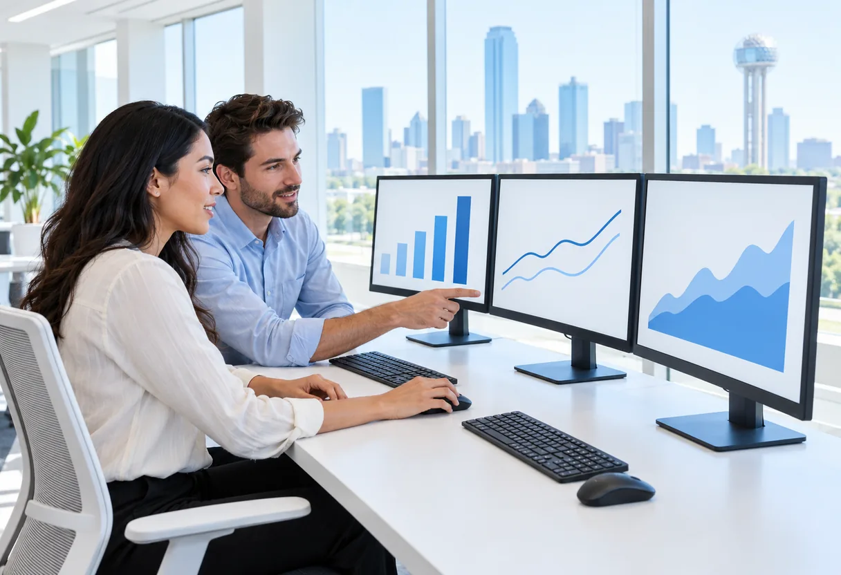Network operations dashboards on an operations room wall